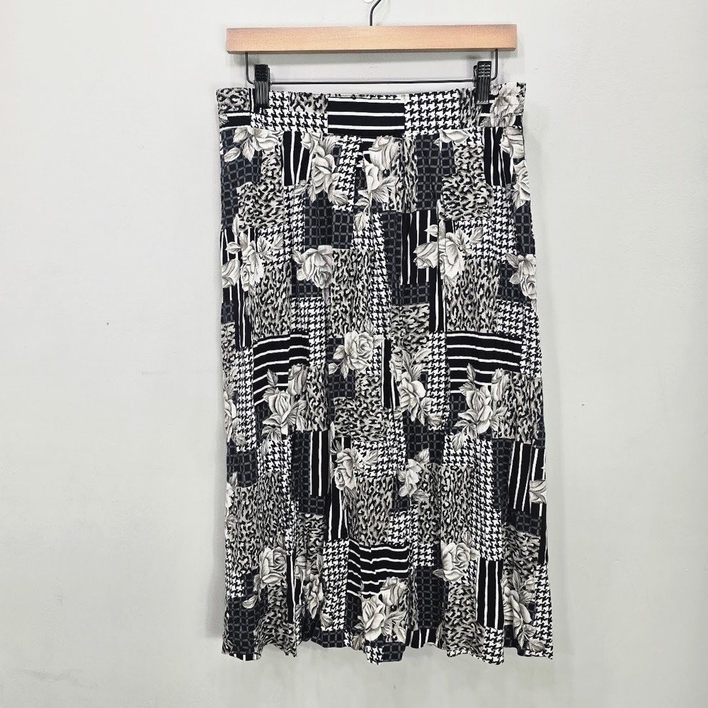 Vintage Panther 90s‎ Y2K Midi Skirt Patchwork Indie Festival Whimsigoth Grunge